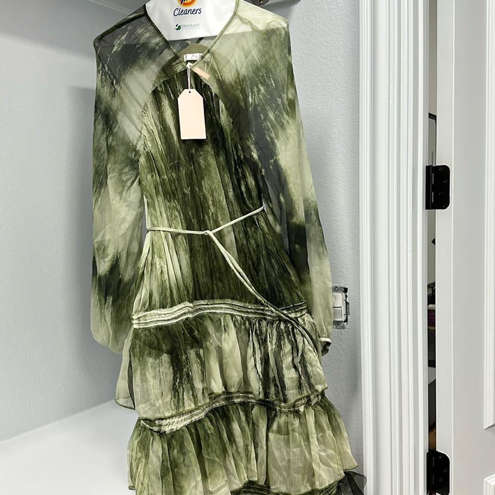 Brand new Anne Louise Boutique green ruffled maxi dress